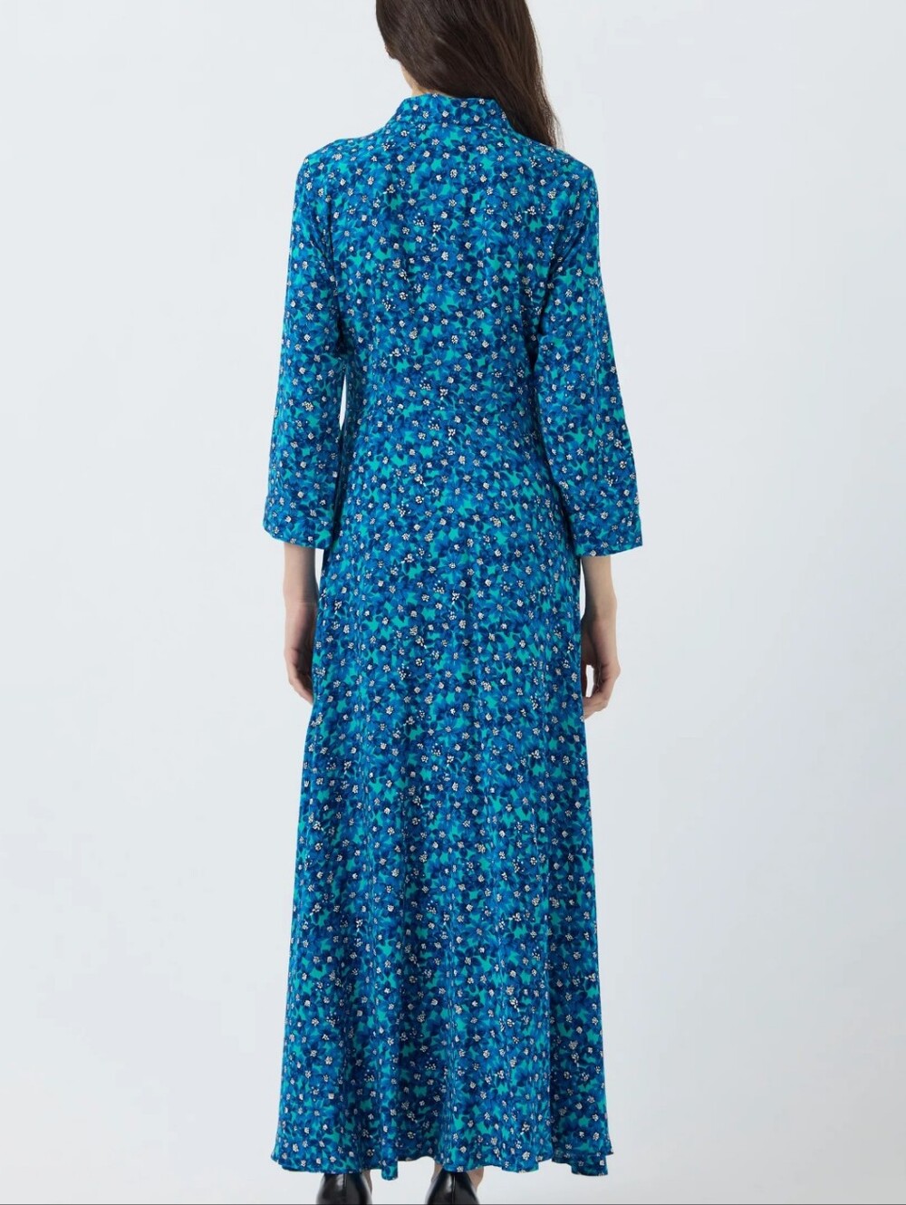Y.A.S Blue Floral Maxi Dress Button Front Collared Size XS Cottagecore| Occasion - Picture 5 of 9